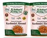 Kothari's Royal Organic Kashmiri Almonds Pack of 2 featuring premium whole natural badam in resealable food-grade pouches, 200g each.